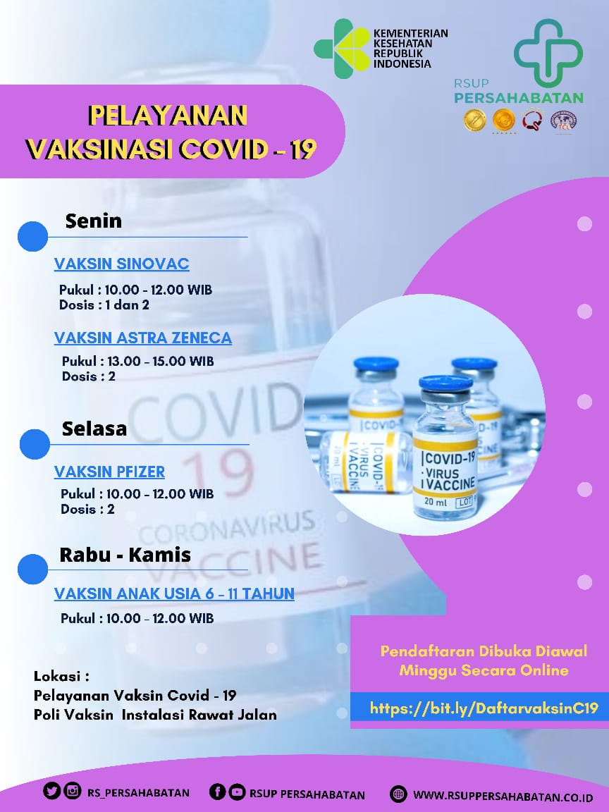 Pelayanan Vaksinasi Covid -19 Sinovac, Astra Zeneca dan Pfizer