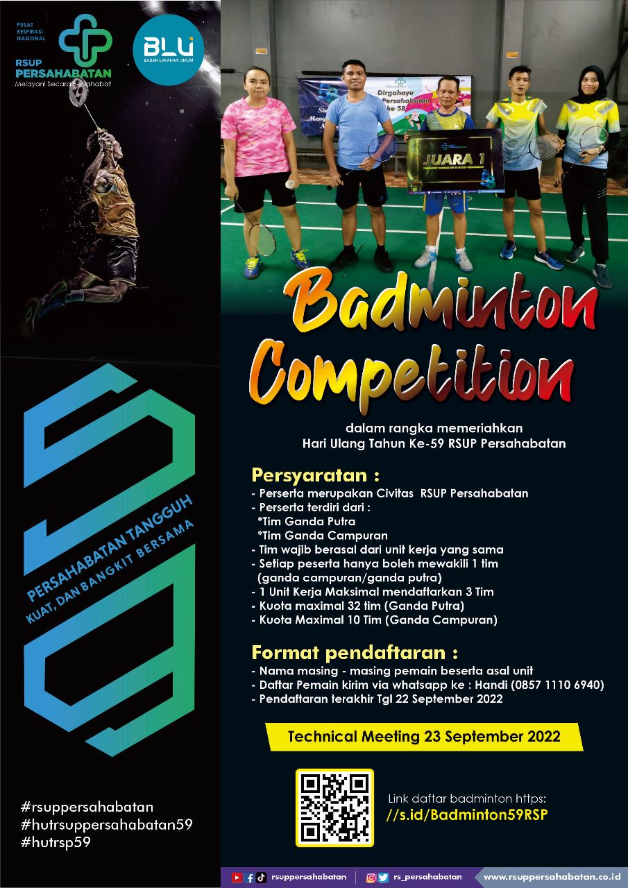Lomba Badminton Dalam Rangka HUT ke- 59 RSUP Persahabatan